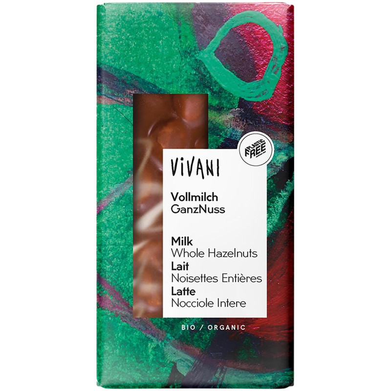 Шоколад молочный Vivani Органик с цельным фундуком, 100г
