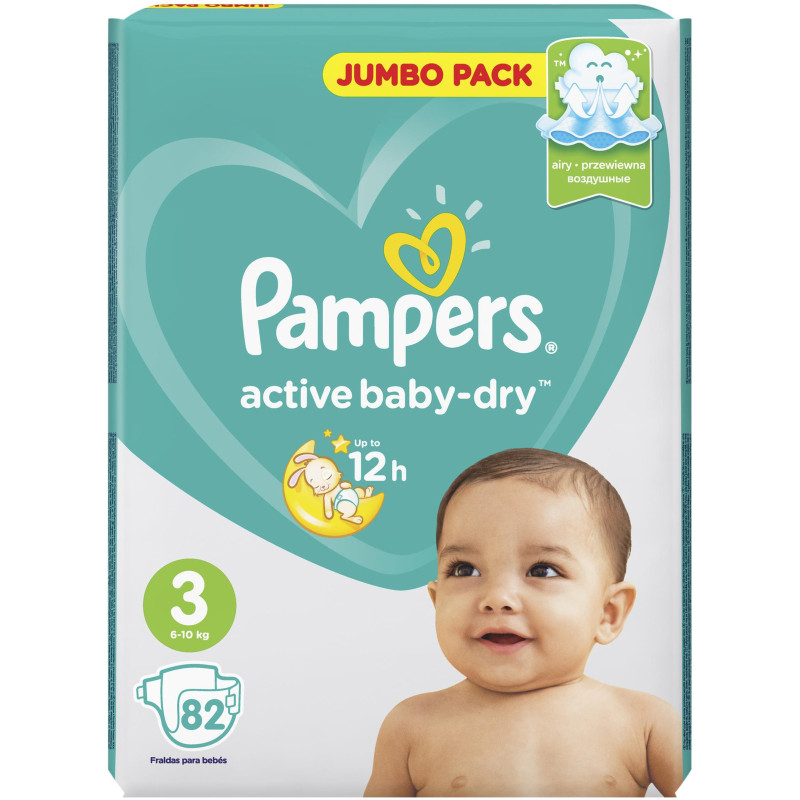 Подгузники Pampers Active Baby-Dry р.3 5-9кг, 82шт — фото 1
