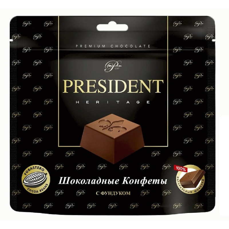 Конфеты President Heritage шоколадные с фундуком, 110г