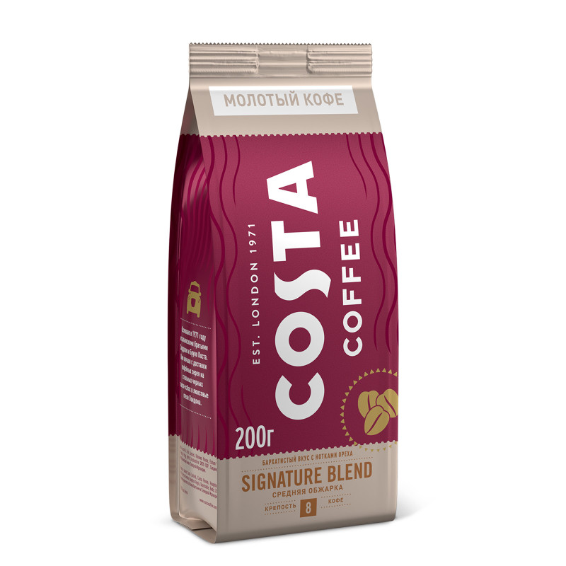 Кофе Costa Coffee Signature Blend Средняя обжарка, молотый, 200г — фото 1