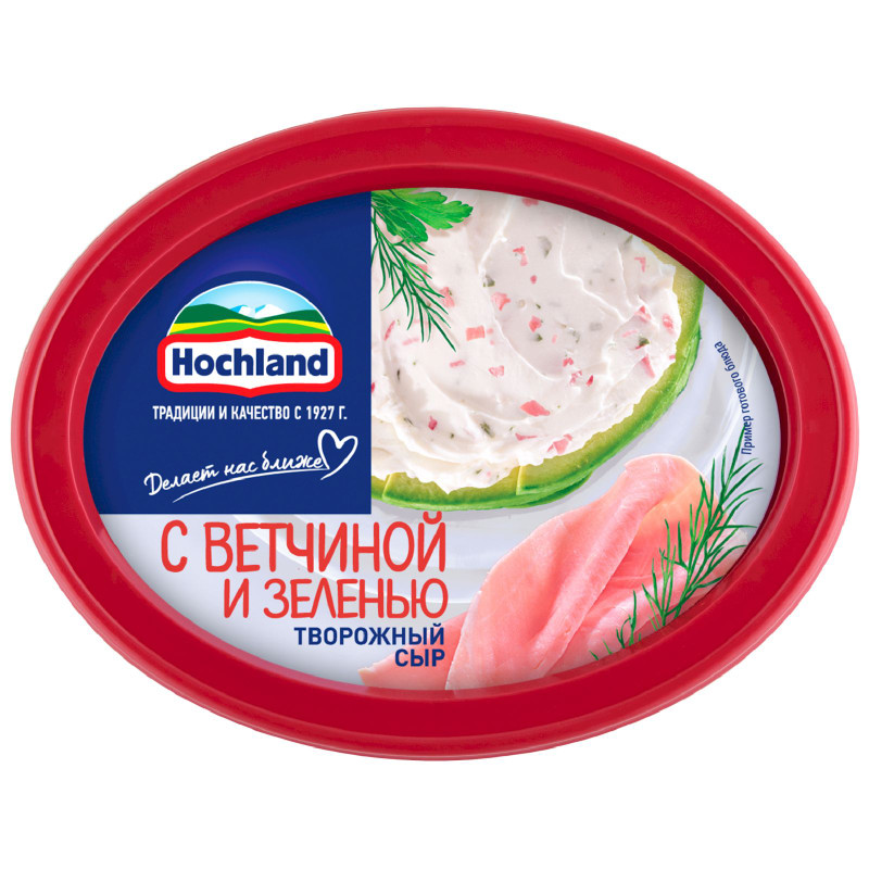 Сыр творожный Hochland с ветчиной и зеленью 60%, 140г