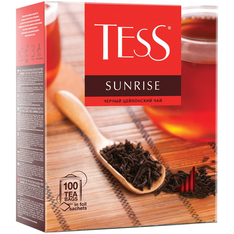 Чай Tess Санрайз чёрный в пакетиках, 100х1.8г — фото 2