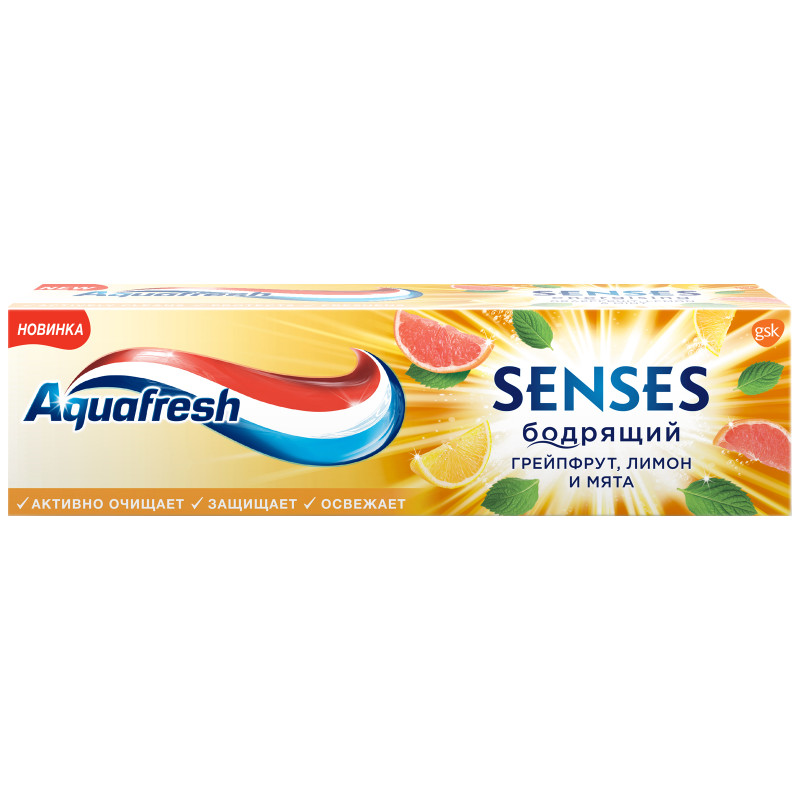 Зубная паста Aquafresh Senses Бодрящий Грейпфрут, 75мл — фото 1