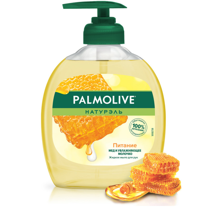 Жидкое мыло Palmolive Натурэль для рук Питание Мед с увлажняющим молочко, 300мл — фото 1