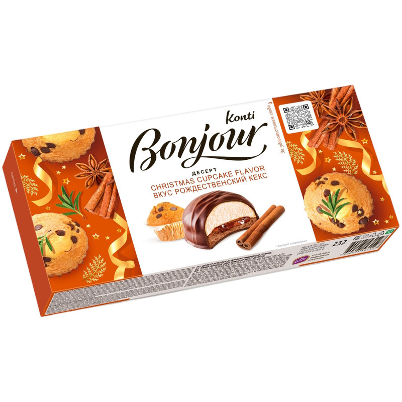 Десерт Konti Bonjour вкус рождественский кекс, 232г — фото 1
