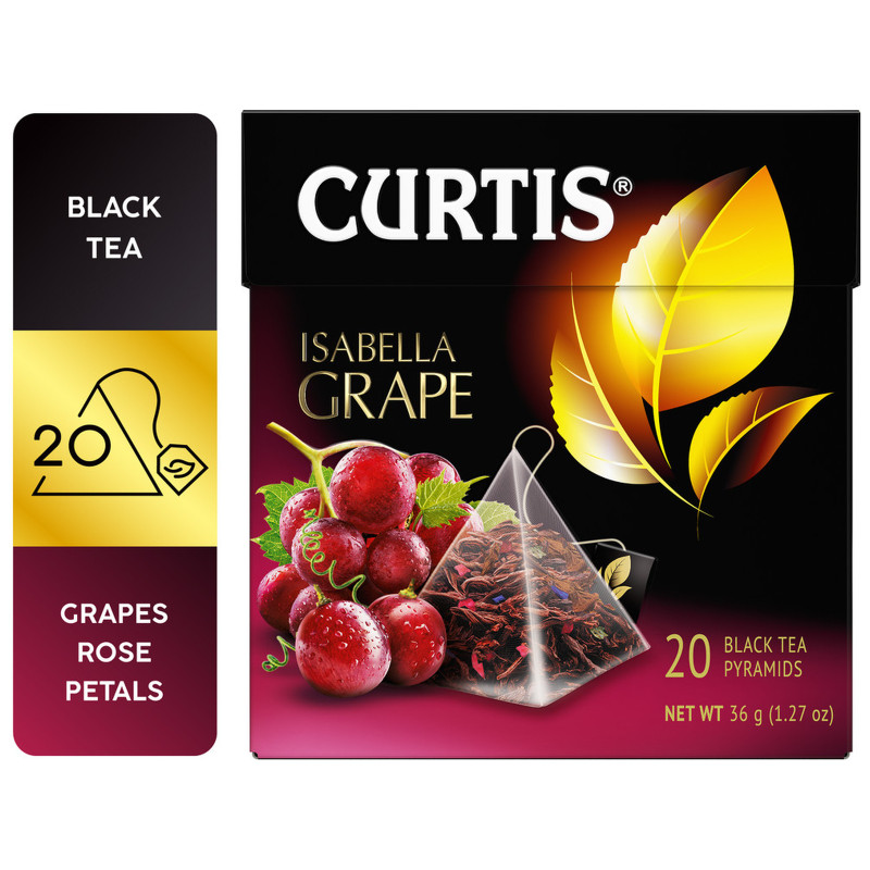 Чай Curtis Isabella Grape чёрный в пирамидках, 20х1.8г — фото 1