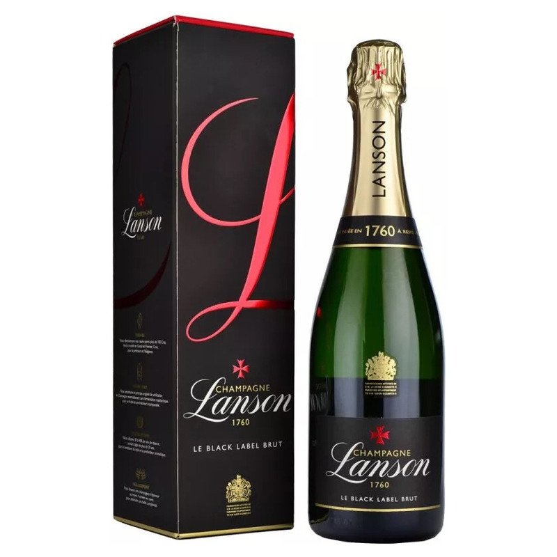 Вино игристое Champagne Lanson Блэк Лейбл белое брют 12.5% в подарочной упаковке, 750мл — фото 1