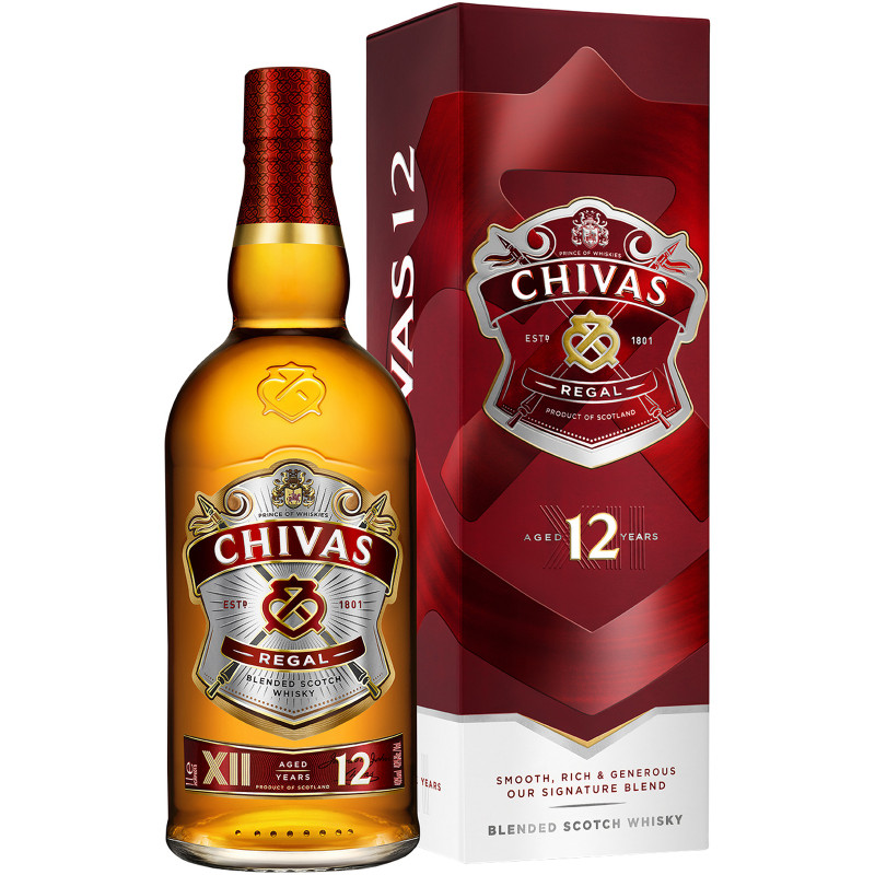 Виски Chivas Regal 12-летний 40% в подарочной упаковке, 1л — фото 1