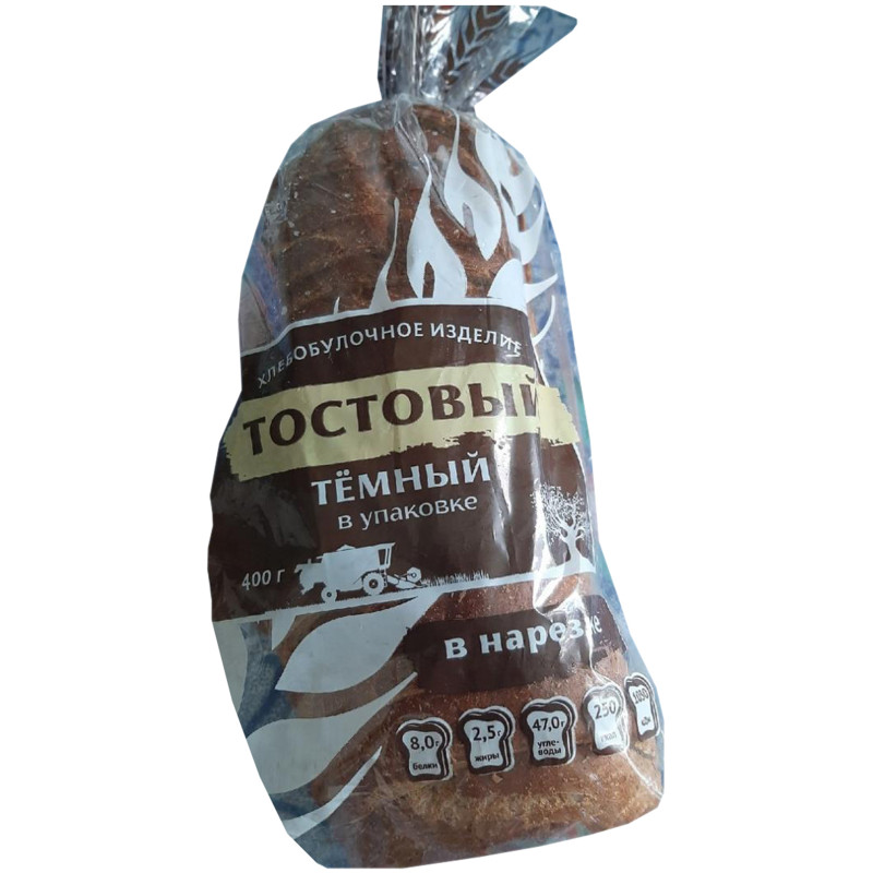 Хлеб Хлебная мануфактура тостовый тёмный нарезка, 400г
