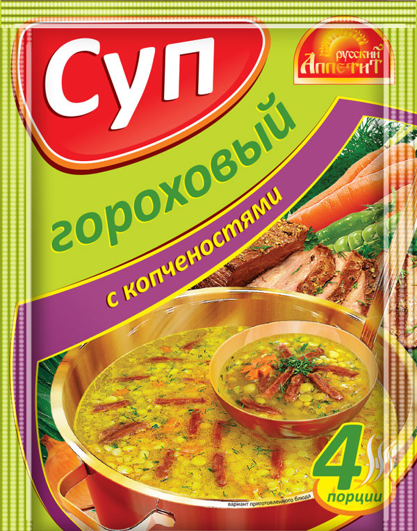 Суп Русский аппетит гороховый с копчёностями, 60г