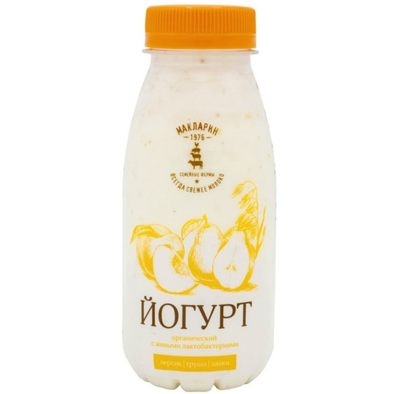 Йогурт Макларин персик-груша-злаки 2.4%, 250мл
