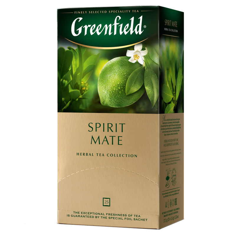 Чай Greenfield Spirit Mate травяной лайм-грейпфрут в пакетиках, 25х1.5г — фото 1