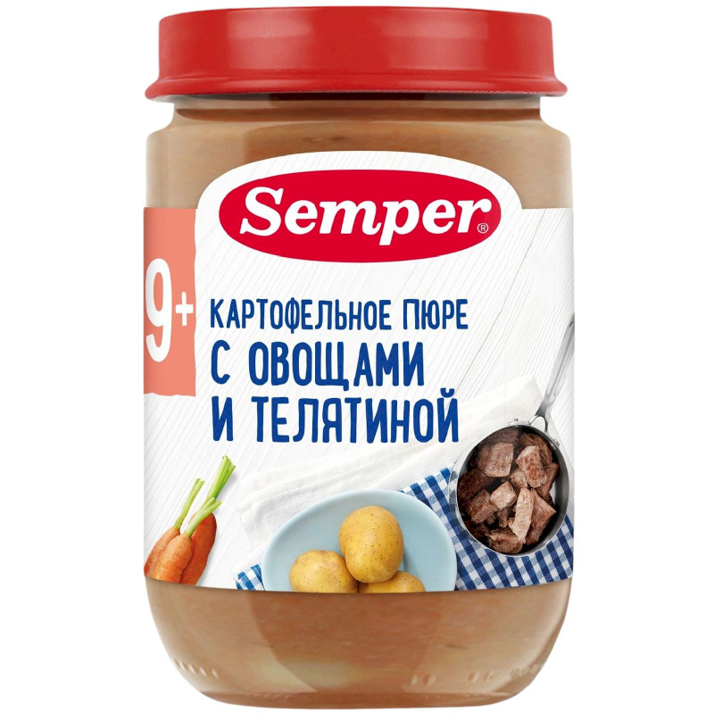 Пюре Semper Картофельное с овощами и телятиной с 9 месяцев, 190г