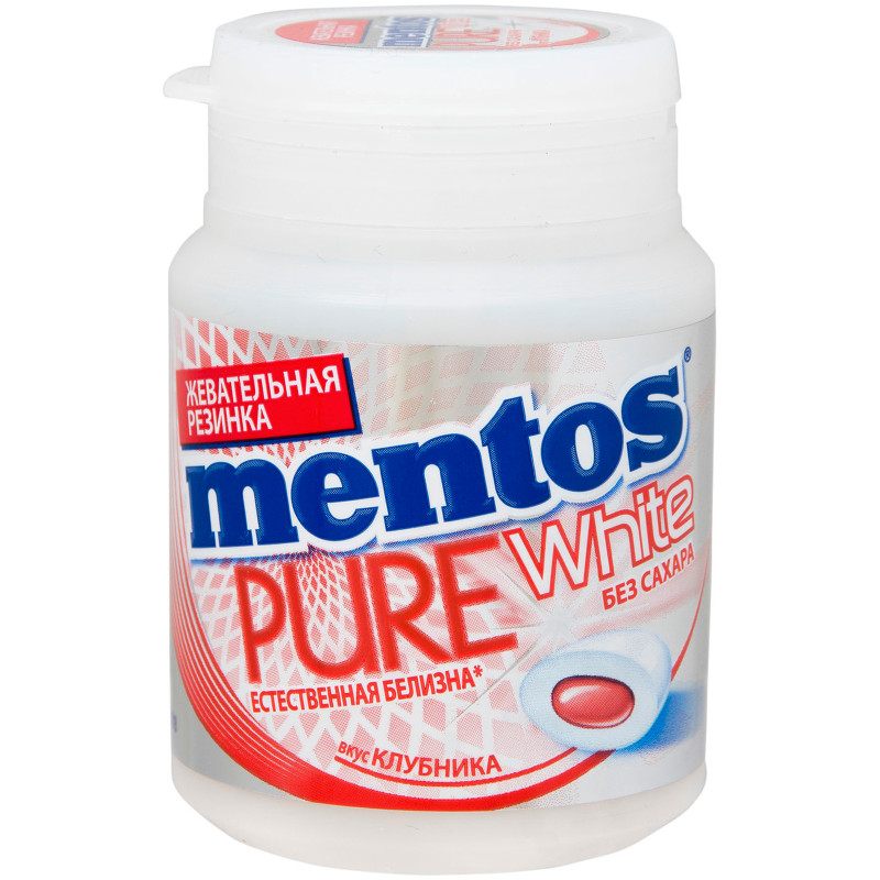 Жевательная резинка Mentos Pure White Клубника, 54г — фото 1