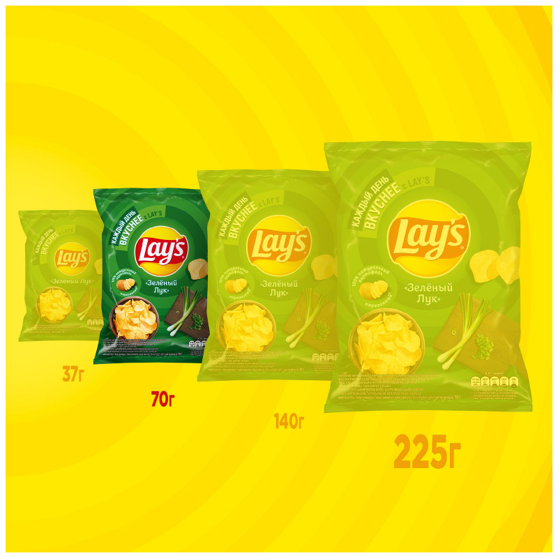 Чипсы картофельные Lays со вкусом молодого зеленого лука, 70г — фото 5