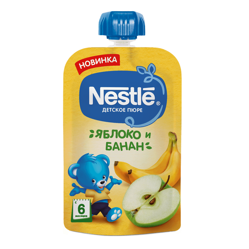 Пюре Nestle Яблоко и банан с 6 месяцев, 90г