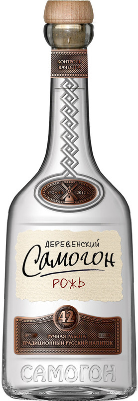 Напиток Деревенский Самогон Рожь крепкий 42%, 500мл