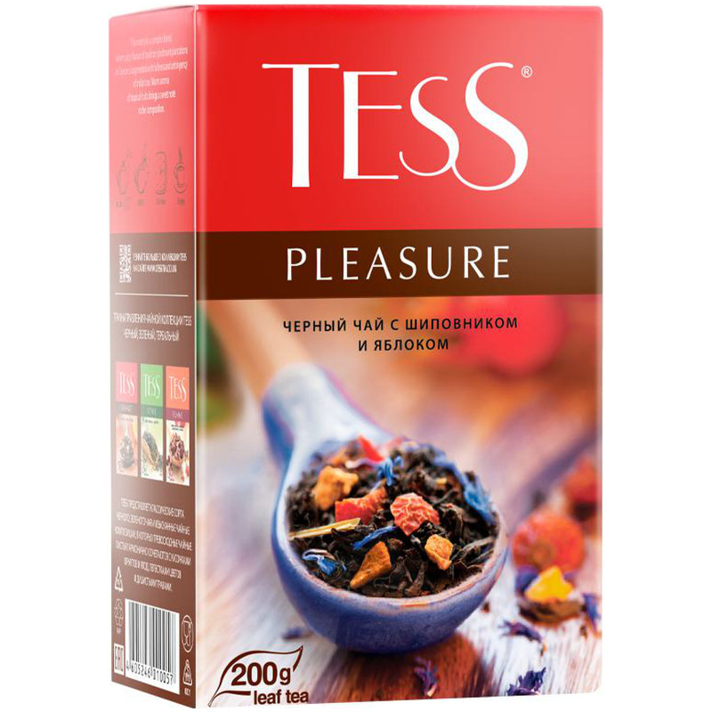 Чай Tess Pleasure чёрный байховый с шиповником и яблоком, 200г — фото 2