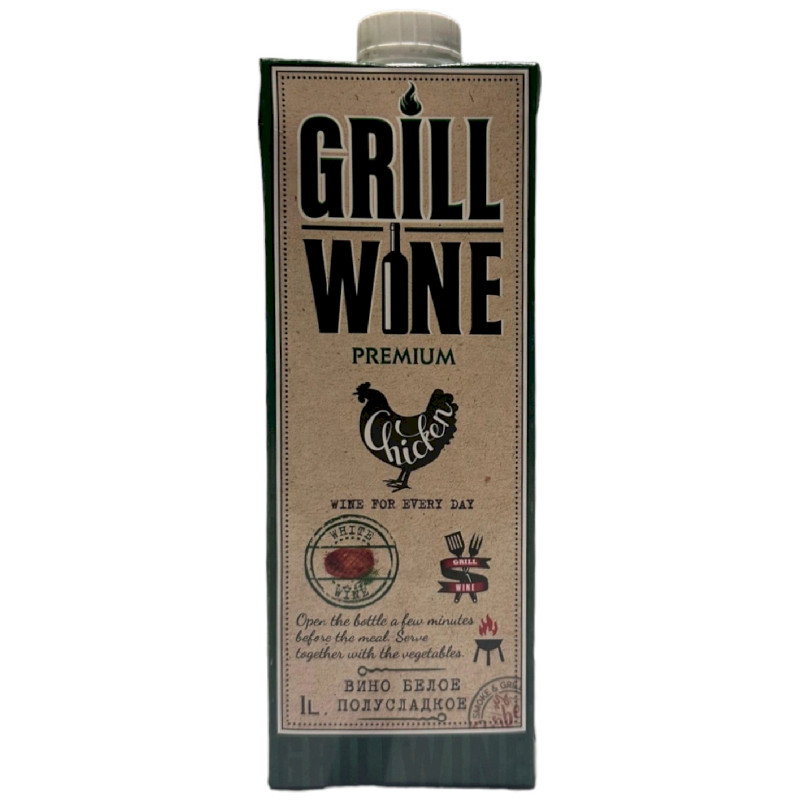 Вино Grillwine Premium Chicken белое полусладкое 9-11% ,1л