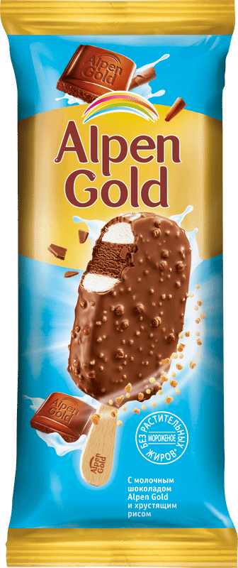 Мороженое Alpen Gold ванильно-шоколадное в молочном шоколаде 19%, 64г