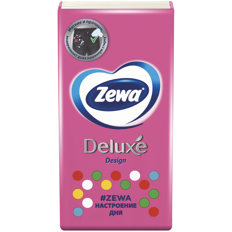 Платки носовые бумажные Zewa Deluxe 3 слоя — фото 1
