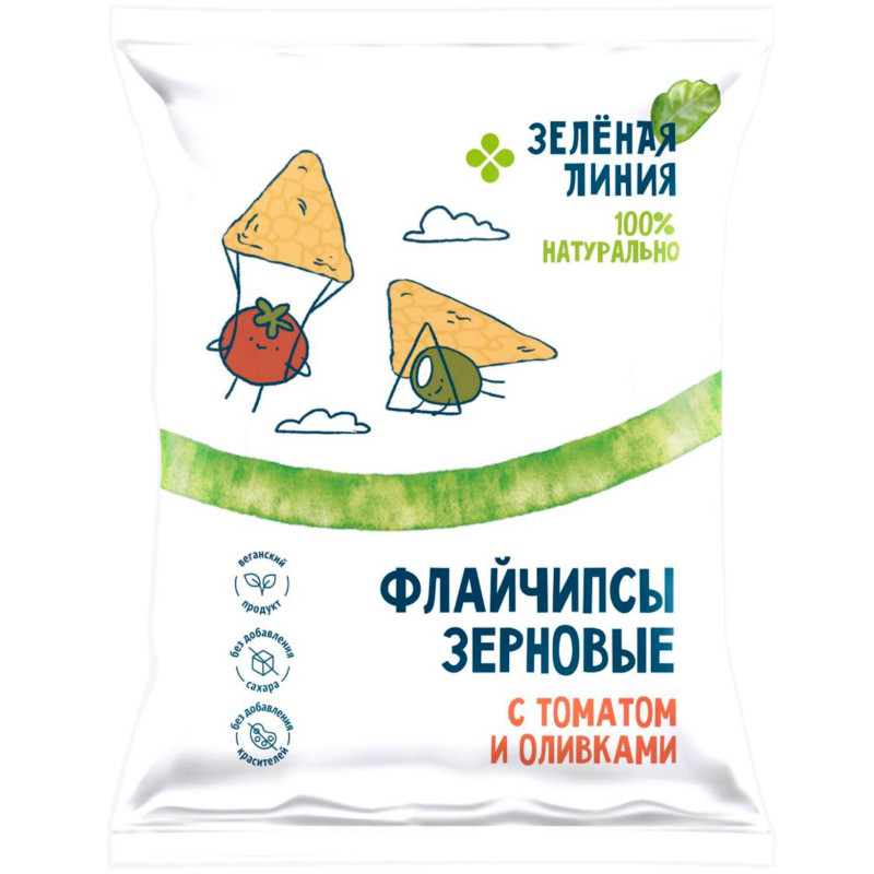 Флайчипсы зерновые со вкусом томата и оливки Зелёная Линия, 40г - купить с доставкой в Москве в Перекрёстке