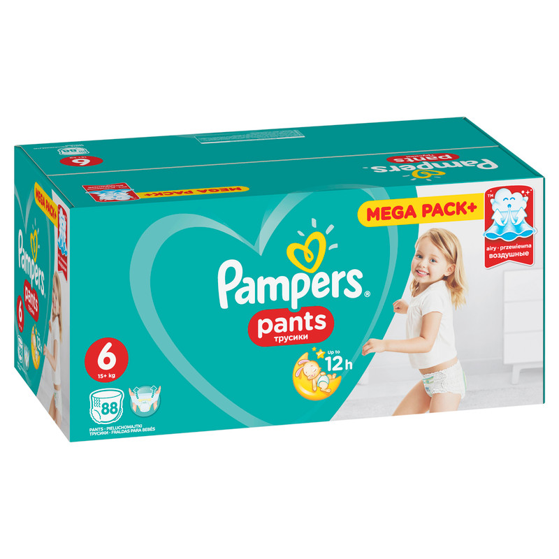 Подгузники-трусики Pampers Pants для мальчиков и девочек р.6 15+кг, 88шт