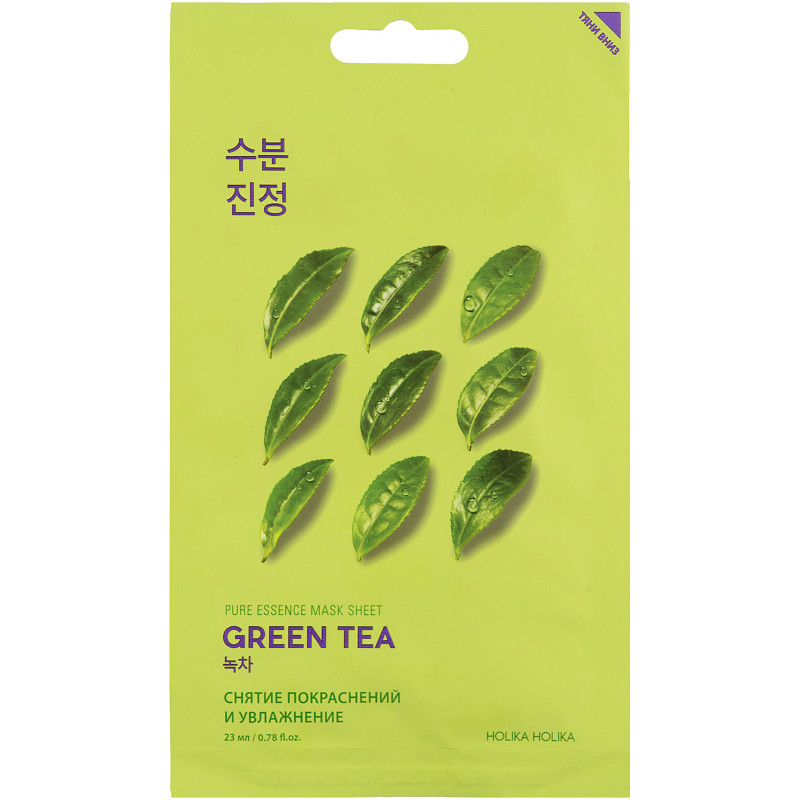 Маска Holika Holika pure essence mask sheet green tea тканевая для лица, 23мл