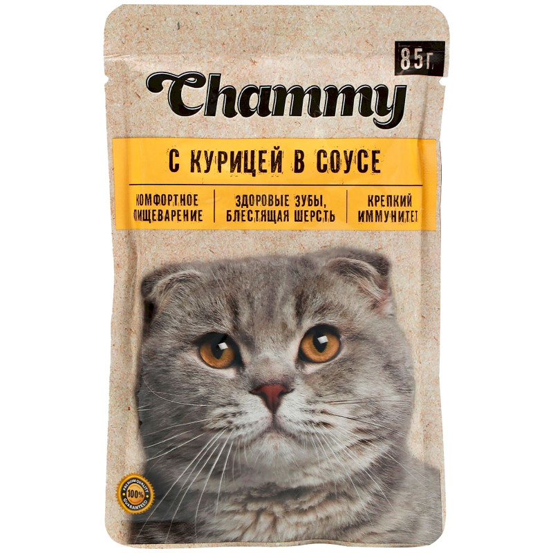 Корм Chammy для кошек с курицей в соусе, 85г
