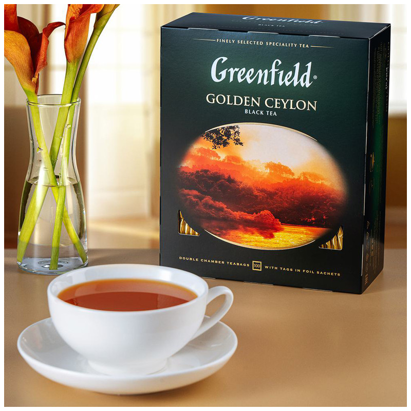 Чай Greenfield Золотой Цейлон чёрный в пакетиках, 100х2г — фото 4
