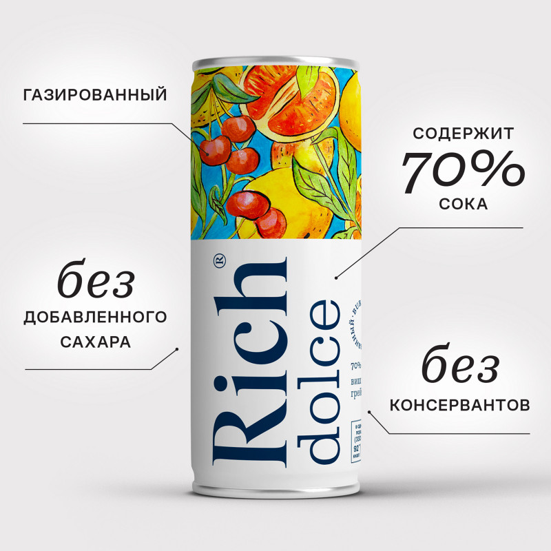 Напиток сокосодержащий Rich Dolce Вишня-Грейпфрут, 330мл — фото 2