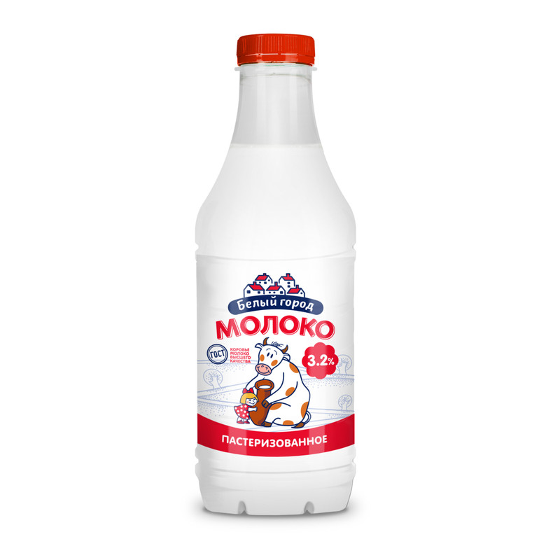 Молоко Белый Город питьевое пастеризованное 3.2%, 930мл