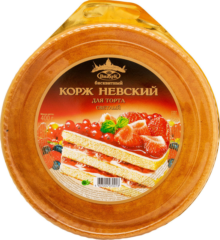 Коржи для торта Виадук Невские бисквитные светлые, 400г — фото 1