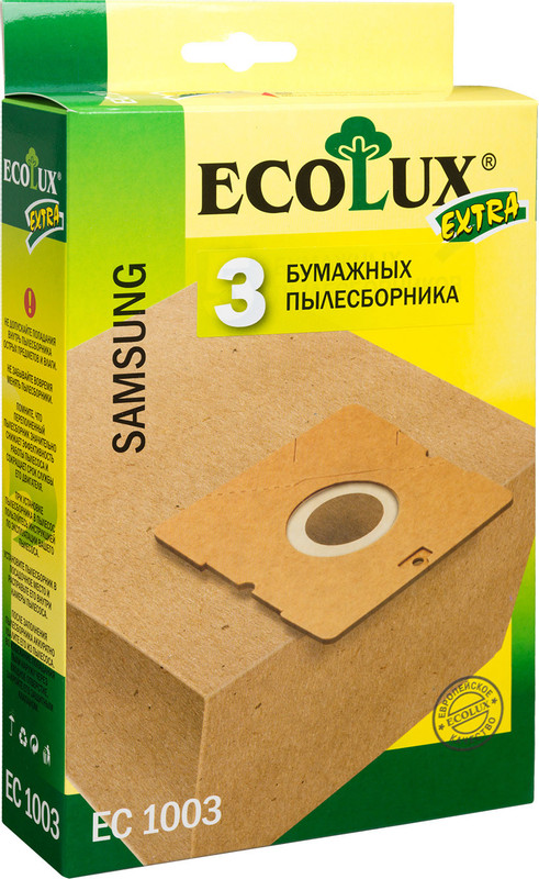 Мешок-пылесборник EcoLux Extra EC1003 бумажный для пылесосов Samsung, 3шт — фото 3