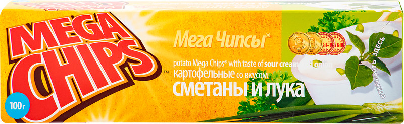 Чипсы картофельные Mega Chips со вкусом сметаны и лука, 100г — фото 2