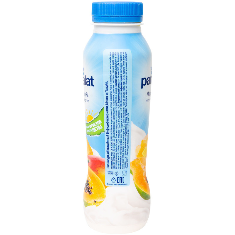 Биойогурт Parmalat питьевой манго-папайя 1.5%, 290мл — фото 1