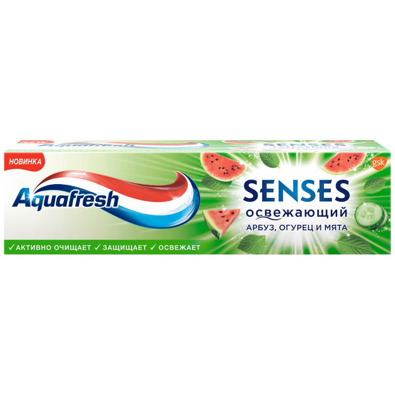 Зубная паста Aquafresh Senses Освежающий Арбуз, 75мл — фото 1