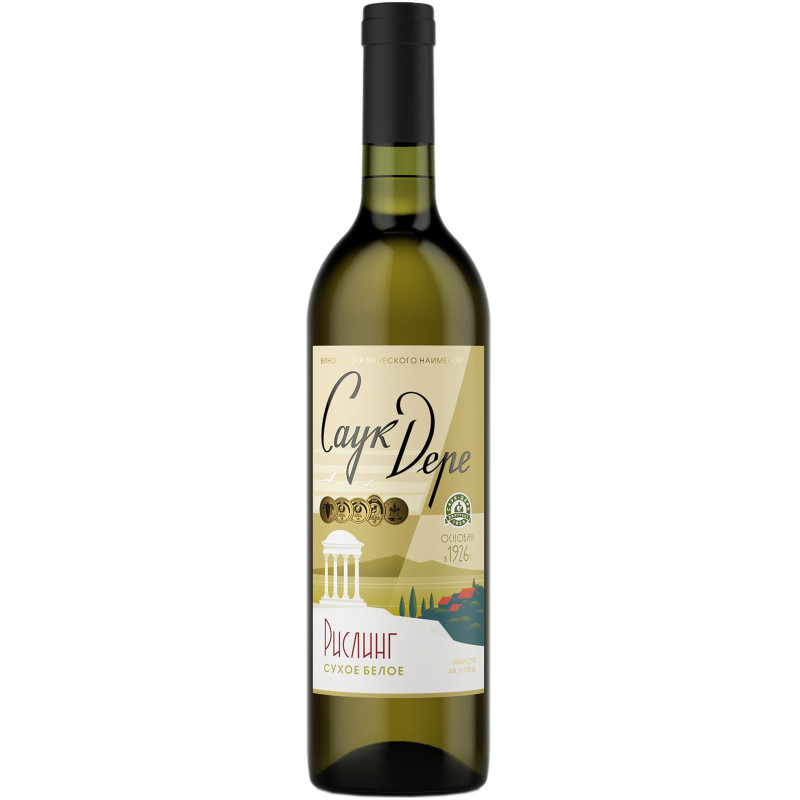 Вино Саук-Дере Рислинг белое сухое 13.5%, 750мл