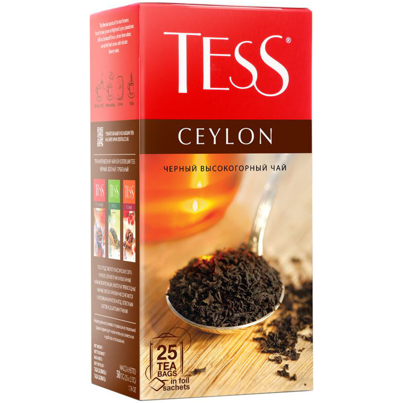 Чай Tess Цейлон чёрный высокогорный в пакетиках, 25х2г — фото 2