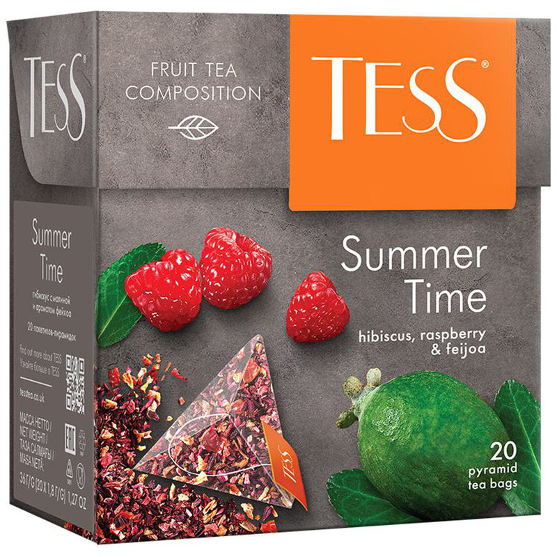 Чай Tess Summer чёрный малина-шиповник-гибискус в пирамидках, 20х2г — фото 2