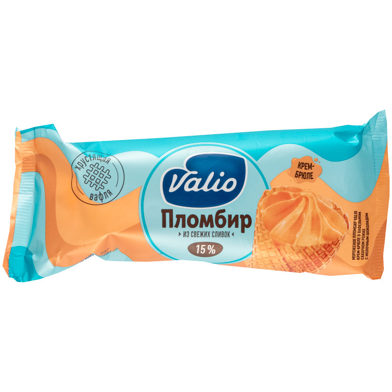 Пломбир Valio крем-брюле с молочным шоколадом 15%, 90г