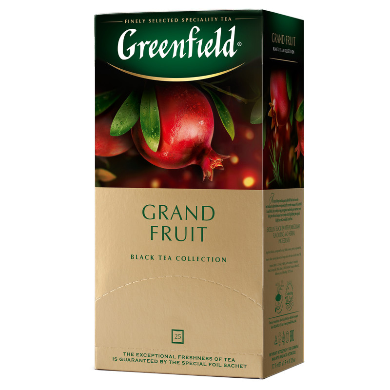 Чай Greenfield Гранд Фрут чёрный с ароматом граната в пакетиках, 25х1.5г — фото 1
