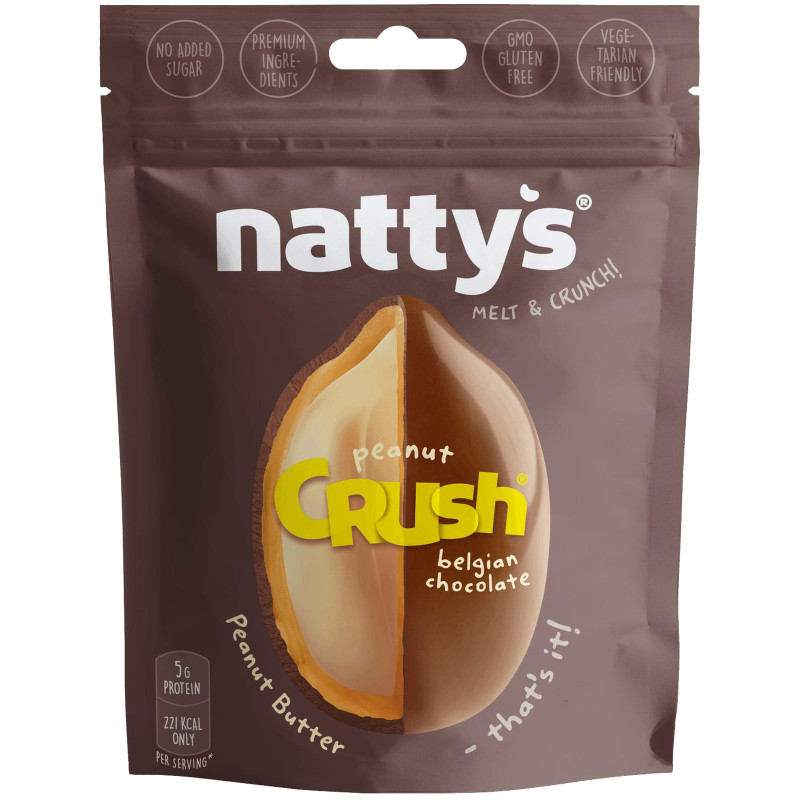 Драже Nattys Crush Choconut c арахисом в арахисовой пасте и молочном шоколаде, 80г