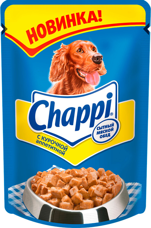 Корм Chappi Сытный мясной обед с аппетитной курочкой для собак, 100г