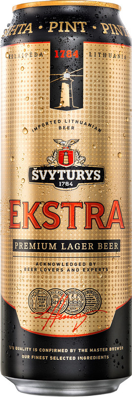 Пиво Svyturus Экстра светлое 5.2%, 568мл