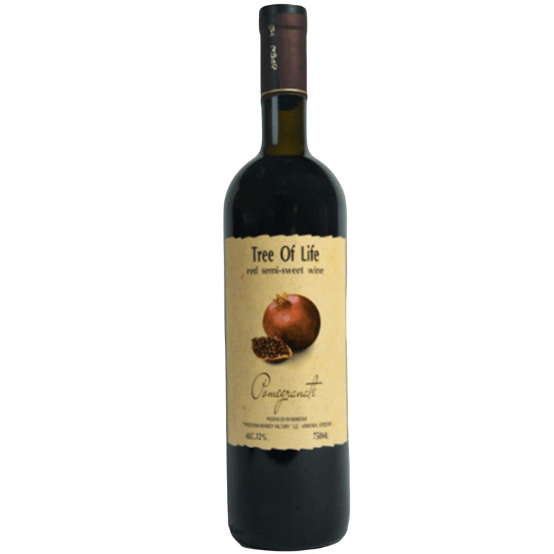 Плодовый алкогольный напиток Дерево Жизни Гранат красный полусладкий, 12%, 750мл