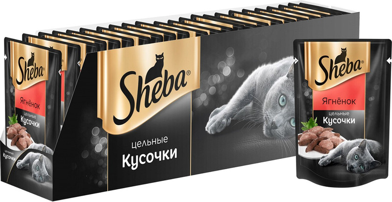 Корм Sheba Цельные кусочки с ягнёнком для кошек, 80г — фото 2