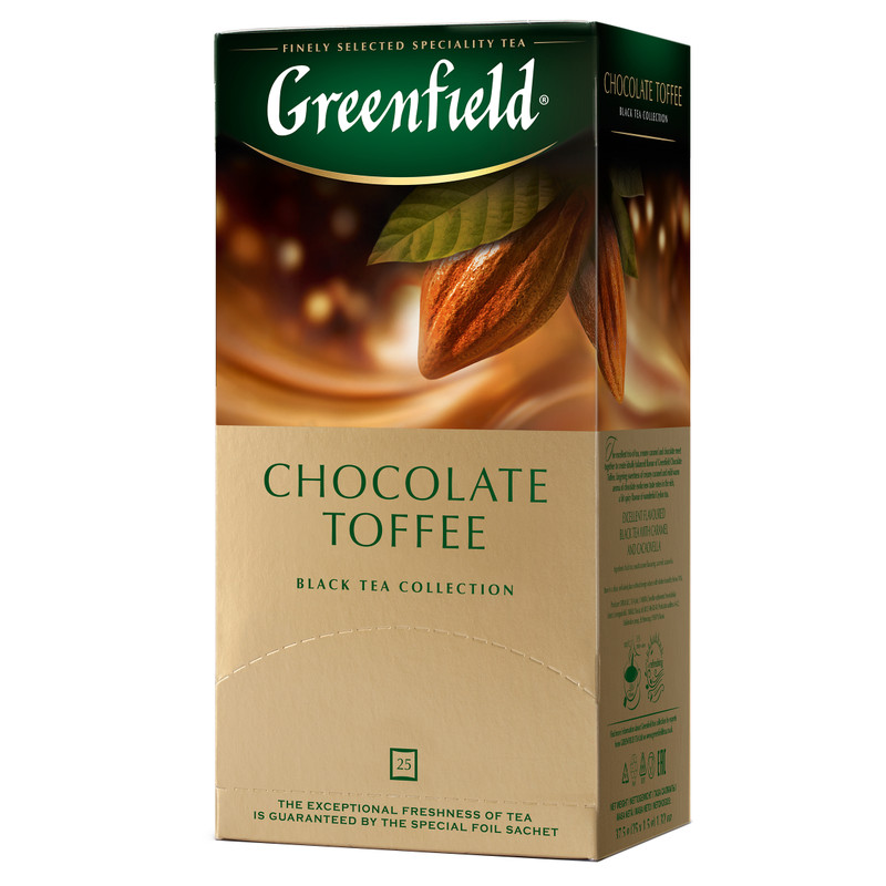Чай Greenfield Шоколад-тоффи чёрный в пакетиках, 25х1.5г — фото 1