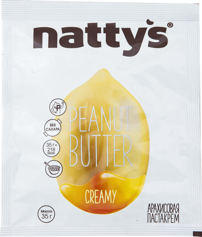 Паста арахисовая Nattys Creamy с мёдом, 35г — фото 2