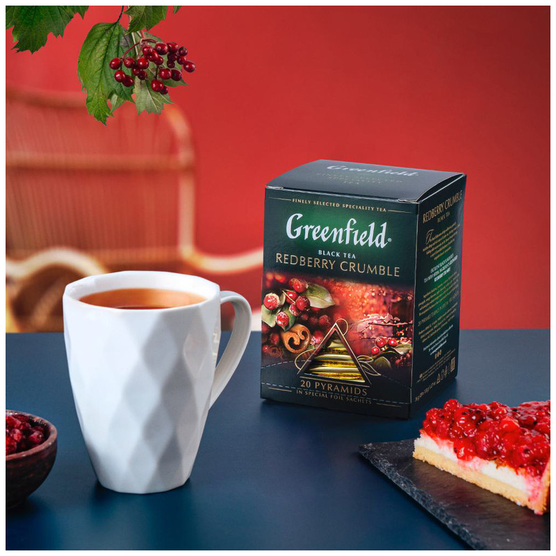 Чай Greenfield Redberry Crumble чёрный ароматизированный в пирамидках, 20х1.8г — фото 5